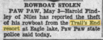 Trails End Resort Dance Pavillion - 1954 Boat Stolen